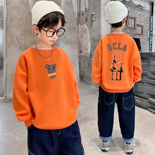 【110-170 ซม.】เสื้อยืดแขนยาว พิมพ์ลายหมี สไตล์เกาหลี เหมาะกับฤดูใบไม้ร่วง และฤดูหนาว สําหรับเด็กผู้ชาย