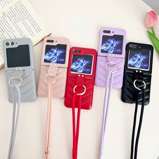 เคสโทรศัพท์หนัง ฝาพับ กันกระแทก พร้อมสายคล้อง สําหรับ Samsung Galaxy Z Flip 5 Z Flip5 Flip Z 5