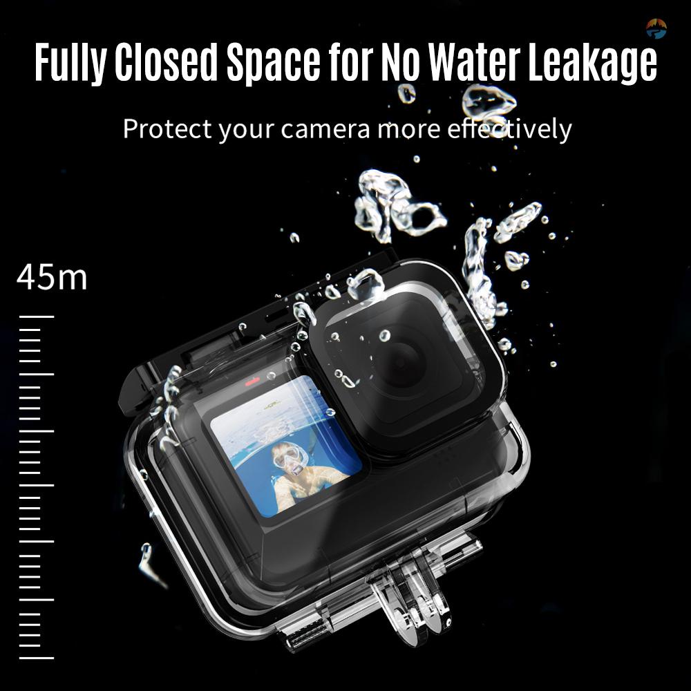 fsth-telesin-action-camera-protective-waterproof-case-cover-underwater-45m-148ft-diving-housing-underwater-accessories-replacement-for-9-10-black-camera