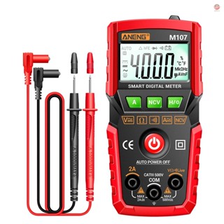 ANENG M107 Smart Digital Multimeter 4000 Counts NCV Universal Meter Handheld Multifunctional Tester Voltmeter Ammeter with Backlight Flashlight for AC/DC Voltage &amp; Current Measurement