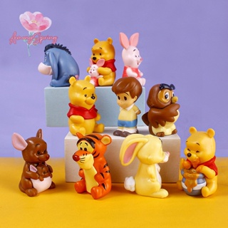 Amongspring&gt; ใหม่ ตุ๊กตาฟิกเกอร์ Disney Winnie The Pooh Tigger Piglet สําหรับตกแต่งเค้กวันเกิด 10 ชิ้น