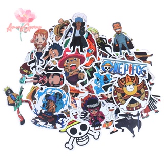 Amongspring&gt; สติกเกอร์ ลายการ์ตูนอนิเมะ One Piece Luffy สําหรับติดตกแต่งรถยนต์ แล็ปท็อป สเก็ตบอร์ด 50 ชิ้น