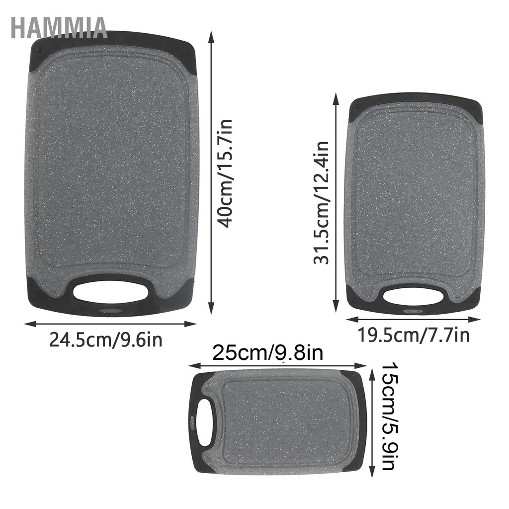 hammia-3-ชิ้นเขียงสองด้านเลียนแบบหินอ่อนเขียงพลาสติกเครื่องครัว