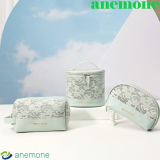Anemone กระเป๋าเครื่องสําอาง กระเป๋าตาข่ายใส มีซิป ขนาดใหญ่ จุของได้เยอะ ลายดอกไม้ สําหรับใส่ของอาบน้ํา