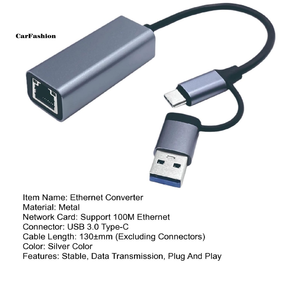 lt-carfashion-gt-อะแดปเตอร์แปลงไฟล์อีเธอร์เน็ต-usb-3-0-type-c-เป็นอีเธอร์เน็ต-ความเร็วสูง-เสถียร-เสียบแล้วใช้งานได้เลย