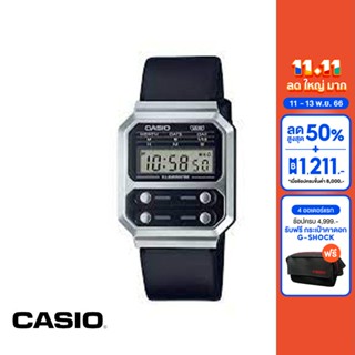 CASIO นาฬิกาข้อมือ CASIO รุ่น A100WEL-1ADF สายหนัง สีดำ