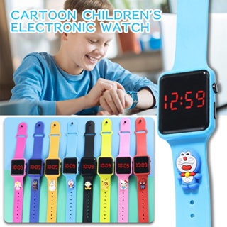HelloKitty เด็กการ์ตูน LED หน้าจอสัมผัสนาฬิกานักเรียนนาฬิกาอิเล็กทรอนิกส์กันน้ำ