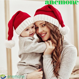 Anemone หมวกคริสต์มาส สีพื้น ให้ความอบอุ่น สไตล์เรโทร สําหรับแม่ และลูก