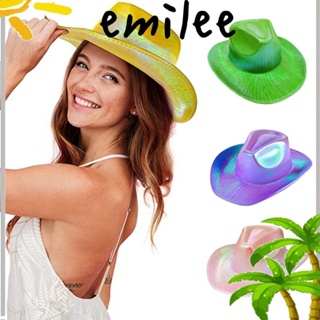 EMILEE หมวกคาวบอย ปีกกว้าง สีนีออน เหมาะกับงานปาร์ตี้ดิสโก้ สําหรับผู้หญิง