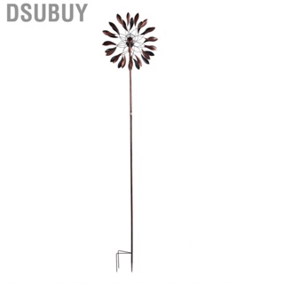 Dsubuy Wind Spinners Double Layer Garden Spinner With Solar Light Bulb Metal