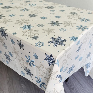 ผ้าปูโต๊ะ พิมพ์ลายเกล็ด สีขาว แบบใช้แล้วทิ้ง ขนาด 137x274 ซม. สําหรับตกแต่งปาร์ตี้คริสต์มาส เทศกาลปีใหม่