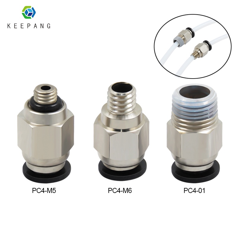 Aiqeer 20x PC4-M6 Pneumatische Connectoren – Snelkoppeling Voor 3D-Printer, 4mm Teflon Buis, M6 Schroefdraad
