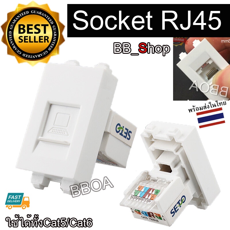 LAN ตัวเมีย มาใส่หน้ากาก Panasonic รุ่นใหม่ CAT5e CAT6 RJ45 SOCKET ...