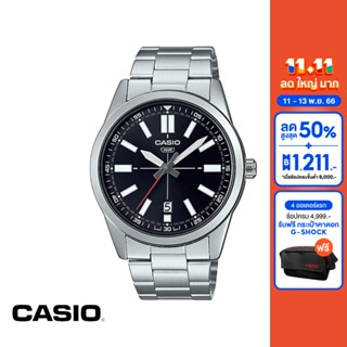 CASIO นาฬิกาข้อมือ CASIO รุ่น MTP-VD02D-1EUDF วัสดุสเตนเลสสตีล สีดำ