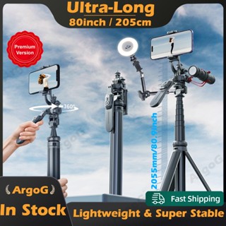 Argog ขาตั้งกล้องเซลฟี่ อลูมิเนียมอัลลอย ยาวพิเศษ 80 นิ้ว พร้อมรีโมต และที่จับสมดุล