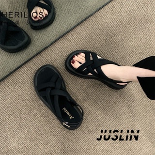 JUSLIN   รองเท้าแตะผู้หญิง ส้นแบน ใส่สบาย สไตล์เกาหลี รองเท้าแฟชั่น 2023 ใหม่  พิเศษ คุณภาพสูง ins ทันสมัย D22E02Z 37Z230910