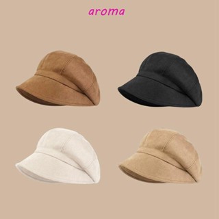 Aroma หมวกเบเร่ต์ หนังนิ่ม เรียบง่าย เข้ากับทุกการแต่งกาย หมวกจิตรกร สีพื้น หมวกแปดเหลี่ยม สไตล์อังกฤษ หมวกผู้หญิง