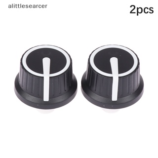Alittlesearcer ลูกบิดโพเทนชิโอมิเตอร์ เพลายาง สีดํา สีขาว 25*25.5 มม. EN 2 ชิ้น