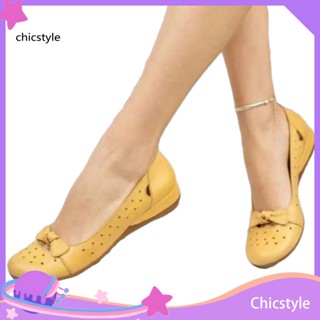 Chicstyle รองเท้าโลฟเฟอร์ลําลอง ส้นแบน หัวกลม ประดับโบว์ แฟชั่นฤดูร้อน สําหรับผู้หญิง 1 คู่