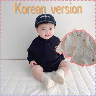เสื้อแขนยาว พิมพ์ลายตัวอักษร สีพื้น และกางเกงขาสั้น สีพื้น แฟชั่นฤดูใบไม้ร่วง สไตล์เกาหลี สําหรับเด็กผู้ชาย และเด็กผู้หญิง อายุ 1-3 ปี 2 ชิ้น