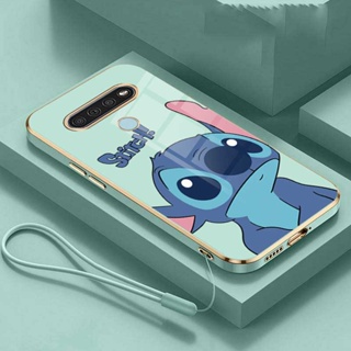 Lg K51 Q51 Stylo 6 เคสโทรศัพท์ ยาง เคลือบเงา ลายมอนสเตอร์ Stitch น่ารัก กันกระแทก พร้อมสายคล้อง