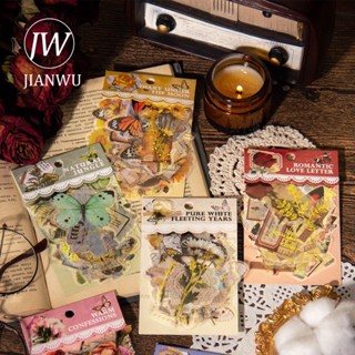 Jianwu สติกเกอร์ PET ลายดอกไม้ สีบรอนซ์ สไตล์วินเทจ สําหรับตกแต่งสมุดเต้นรํา 30 แผ่น