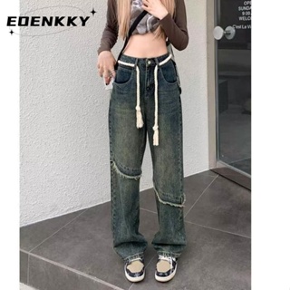 EOENKKY  กางเกงขายาว กางเกงยีสน์ผู้หญิง ทรงหลวม ๆ ตรง Retro Hip Hop Pants 2023 NEW Style  สไตล์เกาหลี พิเศษ สวย ทันสมัย A97L19T 36Z230909