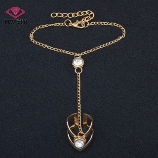 Hwetr สร้อยข้อมือแหวนคริสตัล ขนาดใหญ่ สีทอง เครื่องประดับ สําหรับผู้หญิง