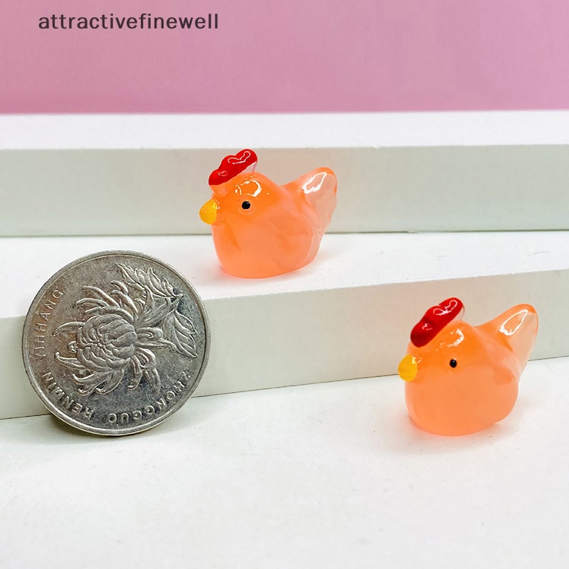 attractivefinewell-ฟิกเกอร์เรซิ่นเรืองแสงในที่มืด-รูปไก่-3d-ขนาดเล็ก-สําหรับทําเครื่องประดับ-diy-5-ชิ้น