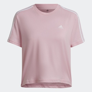 adidas ไลฟ์สไตล์ เสื้อครอป Essentials Loose 3-Stripes ผู้หญิง สีชมพู HL2033