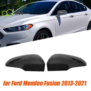 ขอบฝาครอบกระจกมองหลังรถยนต์ คาร์บอนไฟเบอร์ ABS อุปกรณ์เสริม สําหรับ Ford Mondeo Fusion 2013-2021 1 คู่