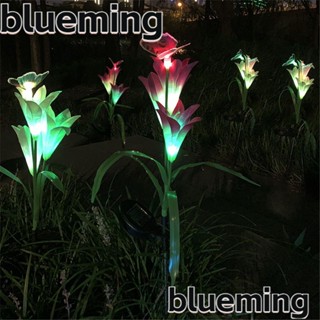 Blueming2 โคมไฟพลังงานแสงอาทิตย์ รูปผีเสื้อ ดอกลิลลี่ หลากสี สําหรับตกแต่งสวน กลางแจ้ง