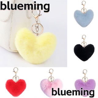 Blueming2 พวงกุญแจ จี้ลูกบอลขนนิ่ม รูปหัวใจ สีทองอ่อน สําหรับรถยนต์