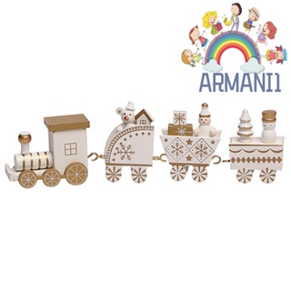 [armani1.th] รถไฟไม้ ลายการ์ตูนคริสต์มาส สีขาว สําหรับตกแต่งบ้าน โต๊ะ หน้าต่าง ร้านค้า (สีขาว)