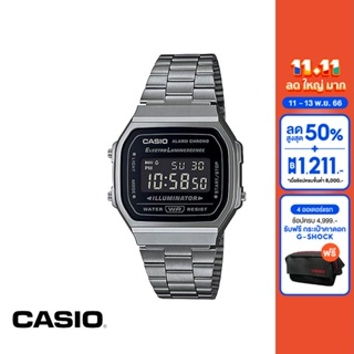 CASIO นาฬิกาข้อมือ CASIO รุ่น A168WGG-1BDF วัสดุสเตนเลสสตีล สีดำ