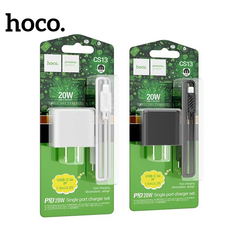 หัวชาร์จ + สายชาร์จ hoco. CS13 hoco. premium 20W USB-C to USB-C arging ...