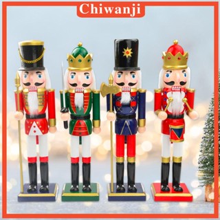 [Chiwanji] ฟิกเกอร์ไม้ รูปปั้นทหาร แครกเกอร์ 4 ชิ้น สําหรับตกแต่งบ้าน