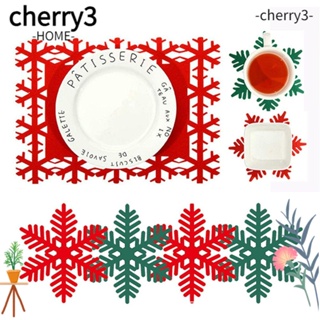 Cherry3 แผ่นเสื่อรองแก้ว ลายคริสต์มาส มีฉนวนกันความร้อน สําหรับรองหม้อ โต๊ะรับประทานอาหาร