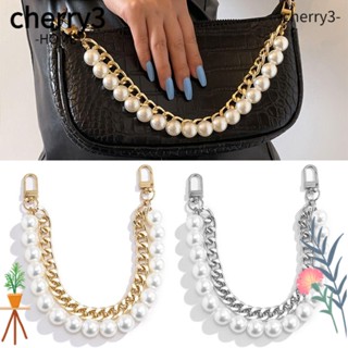 Cherry3 สายโซ่โลหะ ประดับลูกปัดไข่มุก สําหรับคล้องกระเป๋า DIY