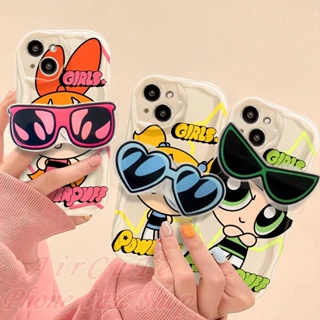 เคส iPhone 14 13 12 11 Pro Max X XR XS Max 8 7 + Plus SE 2020 3D Relief Frame Sunglasses Stand Super Cool Girl Soft Case