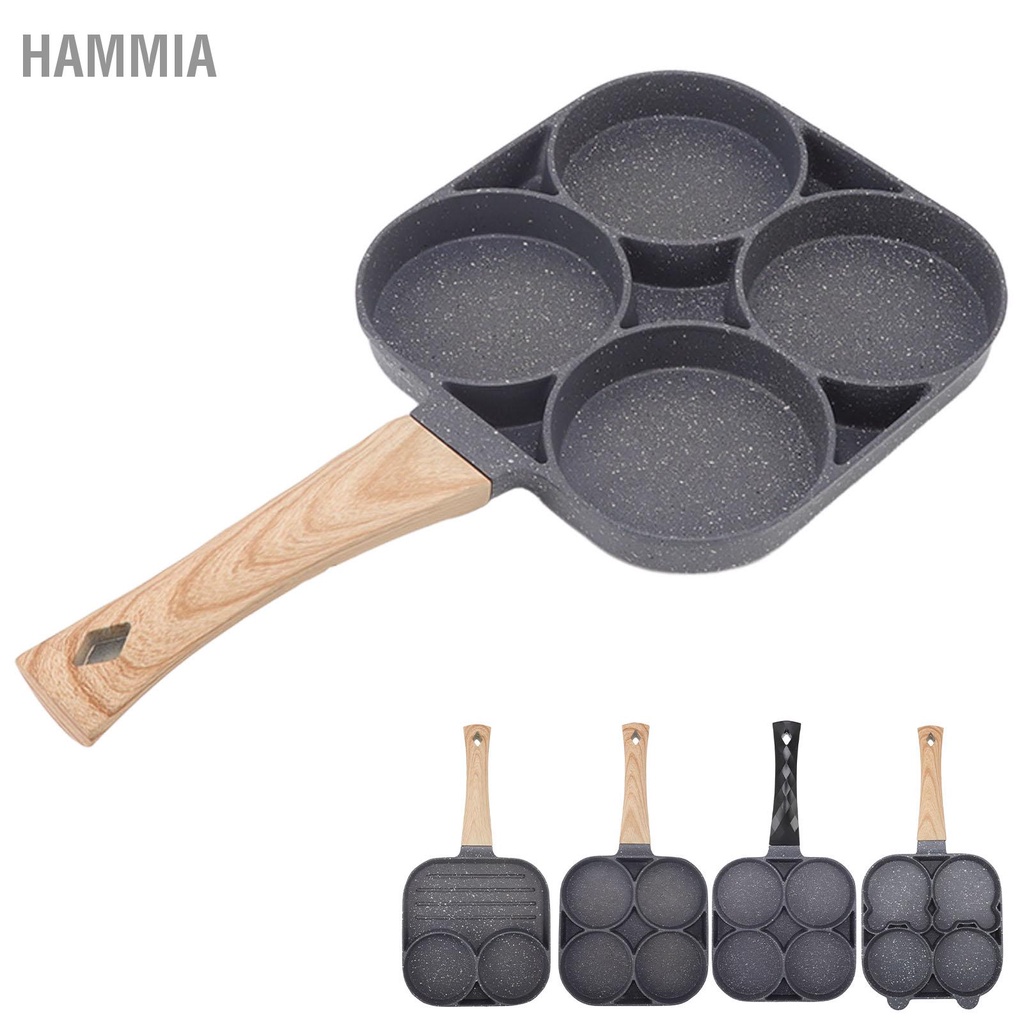 hammia-กระทะ-4-หลุมไม่ติดกระทะไข่เจียวทนความร้อนสำหรับแพนเค้กเบอร์เกอร์อุปกรณ์ครัว