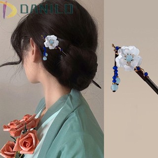 Danilo กิ๊บติดผม ดอกไม้ ที่คาดผม ผ้าโพกศีรษะ Hanfu เข็มกลัดผม พู่หยกเทียม สําหรับผู้หญิง ส้อมผมไม้