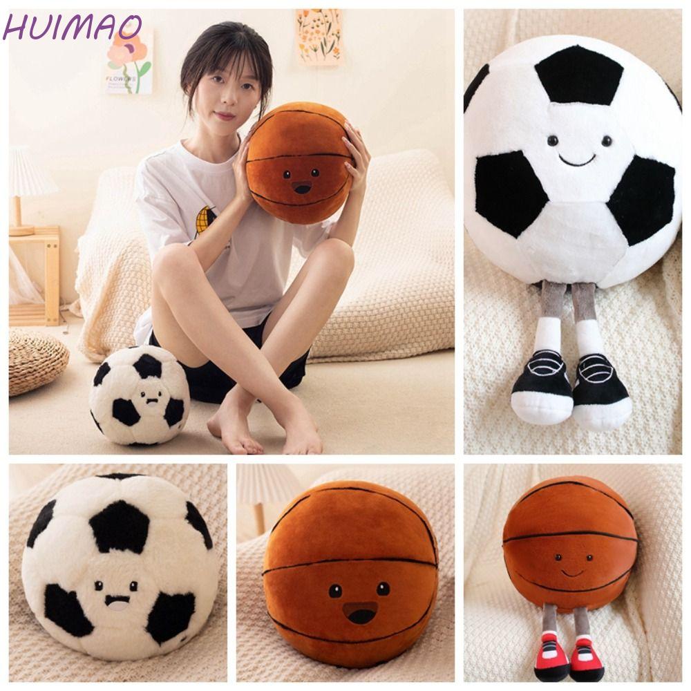 Huimao หมอนตุ๊กตานุ่ม รูปฟุตบอลบาสเก็ตบอลจําลอง แบบสร้างสรรค์ ของเล่น