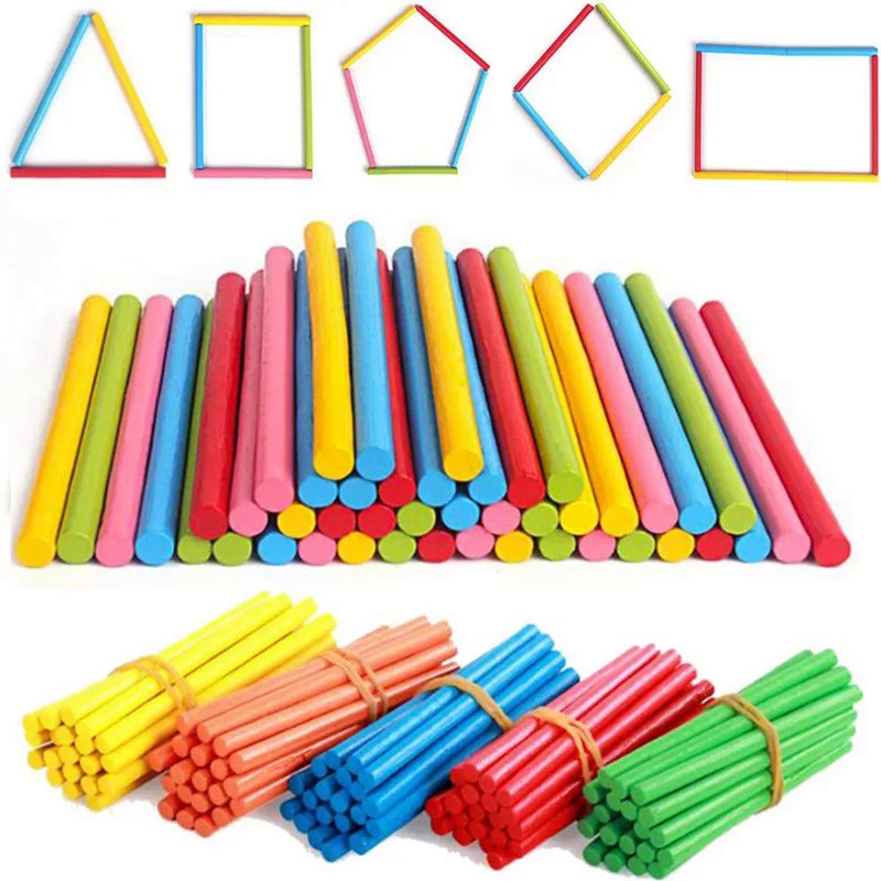 200Pcs Wooden Montessori Math Toys Counting Sticks Classroom Supplies ...