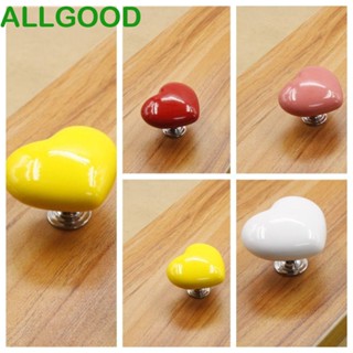 Allgoods มือจับประตูเซรามิค รูปหัวใจน่ารัก สีสันสดใส พร้อมสกรู สําหรับตู้กับข้าว