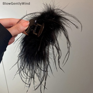 Blowgentlywind กิ๊บติดผม รูปขนนกกระจอกเทศน่ารัก เหมาะกับหน้าหนาว แฟชั่นสําหรับผู้หญิง