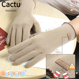 Cactu ถุงมือ ผ้ากํามะหยี่ กันลม เต็มนิ้ว ให้ความอบอุ่น สไตล์เยอรมัน สําหรับเล่นกีฬากลางแจ้ง