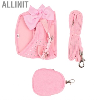 Allinit Pet Harness Leash Pink Rhinestone Decoration Dog Strong Clasp Soft for Pets Cats