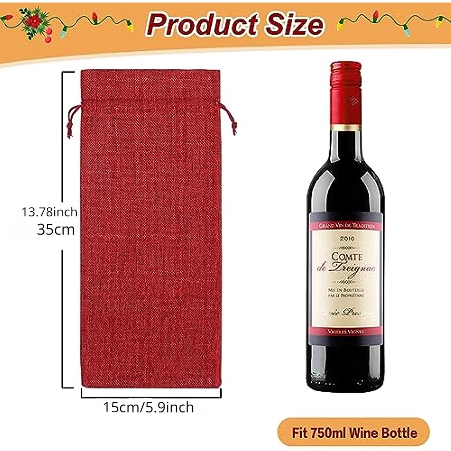 ถุงใส่ขวดไวน์-ผ้าลินิน-แบบผูกเชือก-ใช้ซ้ําได้-สําหรับตกแต่งงานแต่งงาน-ปาร์ตี้-ของขวัญ