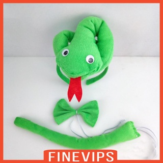[Finevips] ถุงมือคอสเพลย์ รูปงูน่ารัก ประดับโบว์ และหางงงู สีเขียว สําหรับแต่งกายวันหยุด